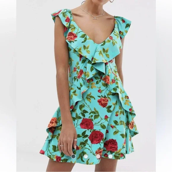 Signature 8 Floral Ruffle mini Dress - Picture 2 of 8